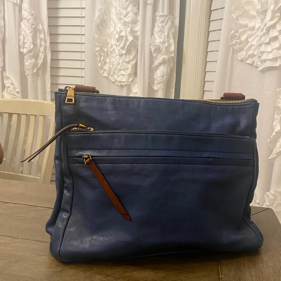 Fossil Dark Blue and Brown Tote Bag - Picture 3 of 7